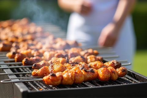 Professionell angerichteter Grillbereich für ein Outdoor-Event